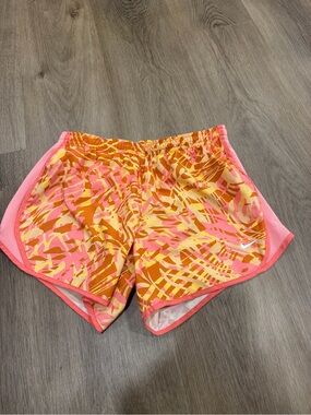 Nike Girl’s Pink & Orange Abstract Print Athletic Shorts